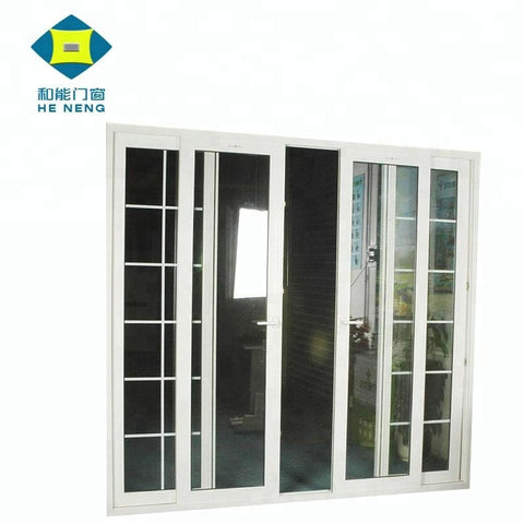 Cheap Double Tempered Glass White PVC Blacony Sliding Glass Doors with Grills for Bathrooms on China WDMA