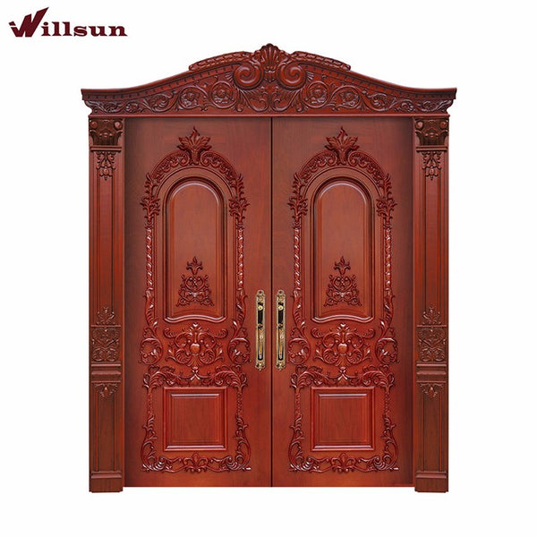 Chic Hand Engraving French Double Doors Exterior Decorative Exterior Doors Cost Of Solid Wood Doors on China WDMA