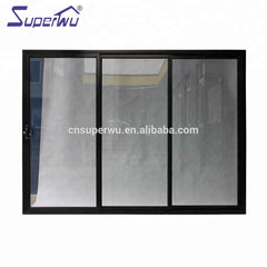 Commercial and Home 3 panel tempered safety glass aluminium profile sliding door on China WDMA