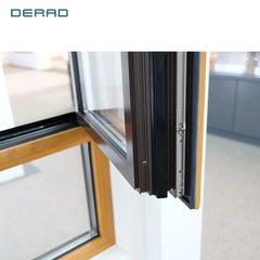 DERAD Wood and Aluminium Frame Triple Glazed Tempered Glass Window With Flyscreen on China WDMA