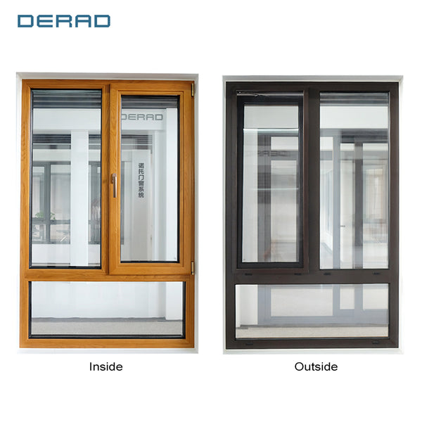 DERAD Wood and Aluminium Frame Triple Glazed Tempered Glass Window With Flyscreen on China WDMA