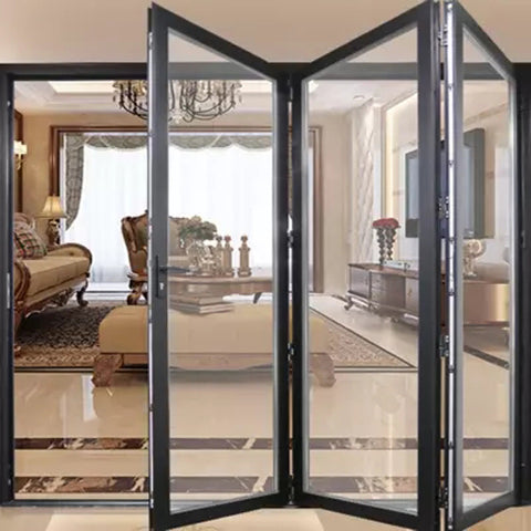 Double glazing bi fold door Accordion aluminum glass patio exterior bifold door on China WDMA