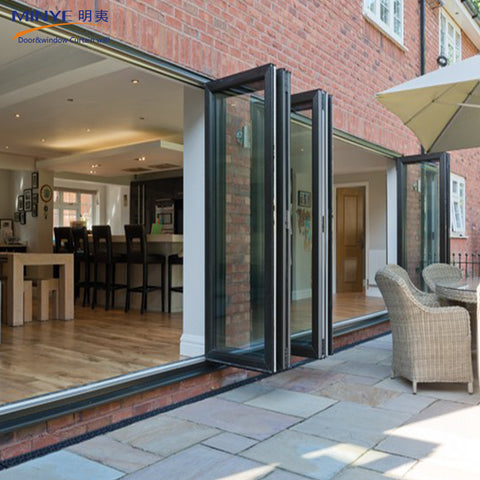 Double glazing lowes bi fold door/Accordion aluminum glass patio exterior bifold door on China WDMA