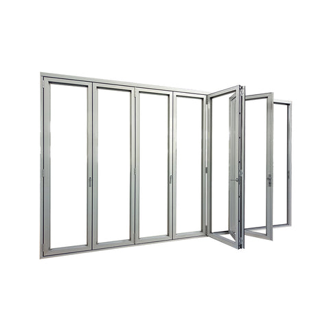 Double tempered glazing bi fold door Accordion aluminum glass patio exterior bifold doors on China WDMA