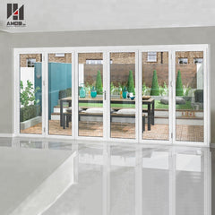 Exterior Patio Clear Hollow White Aluminum Folding Bifold Doors Toughened Glass Door on China WDMA