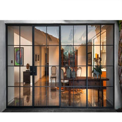 Fancy stainless steel tempered glass door steel window grill design powder coated steel door frame