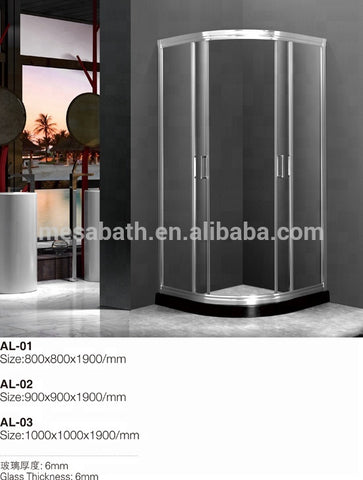 Flat glass aluminum frame shower sliding door for bathroom with marble base on China WDMA