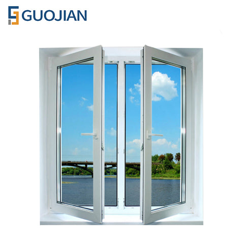 GUOJIAN white french design PVC casement windows on China WDMA