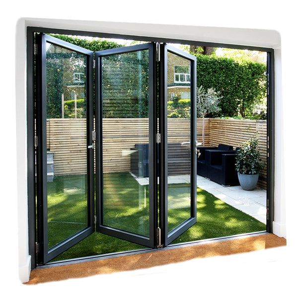 Aluminum Glass Exterior French Glass Doors Design Black Double Entry Storm Accordion Multi Folding Door