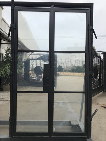 Fashion Black Frame Glass Panel Iron Interior French Door on China WDMA