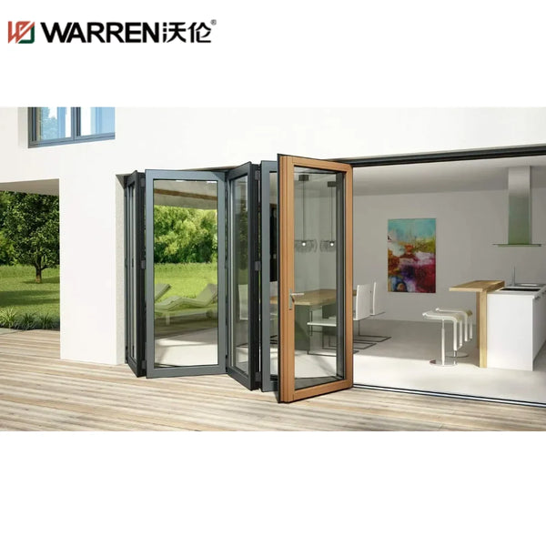 23x80 Bifold Aluminium Triple Glass Black Large Soundproof Door For Living Room