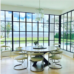 WDMA Modern design thermal break double tempered glass steel swing doors for villa commercial double steel glass doors