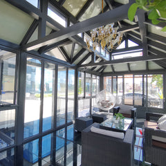 China WDMA moroccan insulare veranda aluminum four season sunroom awnings/ glass green house/ sunrooms glass houses