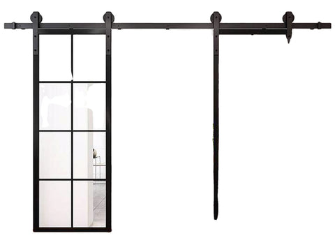 WDMA French sliding door with steel barn door hardware kit complete set, Steel sliding door