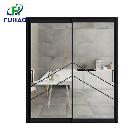 external exterior aluminum fitting aluminium sliding glass stacking doors Aluminium double track sliding door on China WDMA