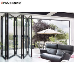 42x80 Bifold Aluminium Triple Glass Black Accordion Closet Door Patio