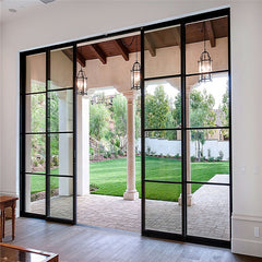 WDMA Black french steel framed glass windows and doors grill design