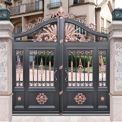 Latest Design Courtyard Aluminium Art Flower Fencing Folding Expandable Driveway Arm House Grill Door Aluminum Gate Manufacturer