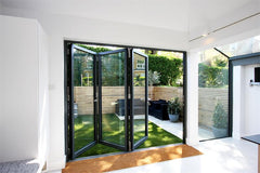 Aluminum  Profile Wooden Color Powder Coated Door aluminum bi folding door