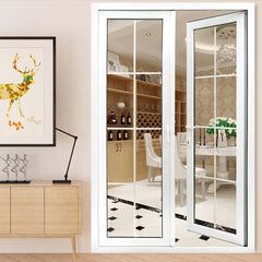 Plastic clear glass casement door UPVC profile design single glazing door