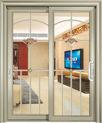 interior french door wooden grain glass sliding doors aluminium frame decorative balcony door on China WDMA