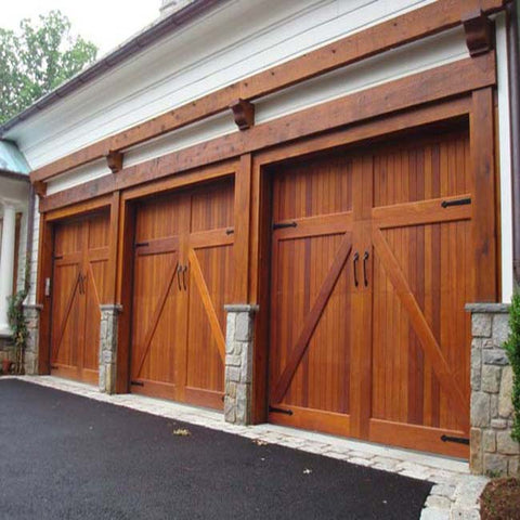 China WDMA Exterior Overhead Sectional Solid Wood Automatic Garage Door