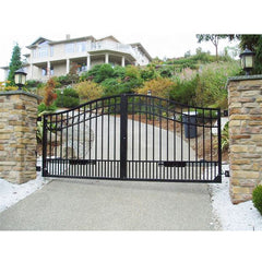 Double Swing Residential Entrance Gates Aluminum Black Decorative Garden Metal Yard Fence Gate