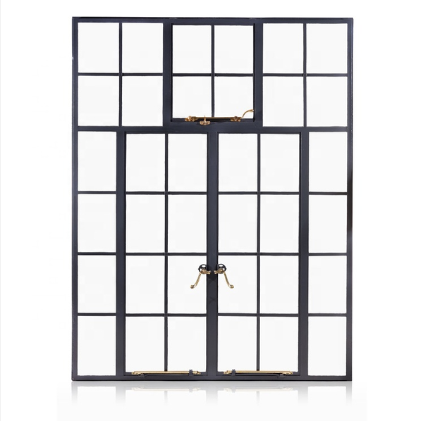 WDMA  Vintage style grill picture steel window rustic wrought iron doors with LOWE glass