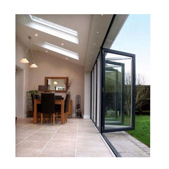 Commercial Accordion Folding Doors Room Dividers Luxury Aluminium Tempered Glass Bi-Fold Doors French