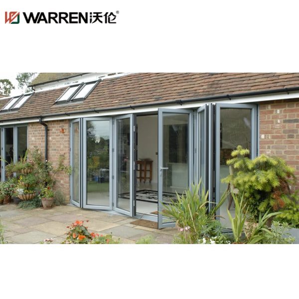 70x96 Folding Aluminium Full Glass Black Frameless Foldable Door External