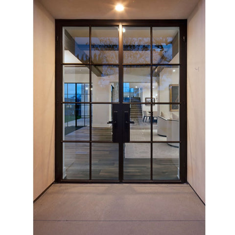 WDMA  Cheap price iron glass door and windows hot sale in Australia steel frame french door with grill design