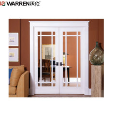 36x80 French Aluminium Full Glass White Double Pantry Door With Sidelights