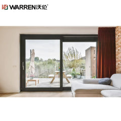 WDMA 144x96 Sliding Aluminium Full Glass Black Wide External Door Automatic Blinds