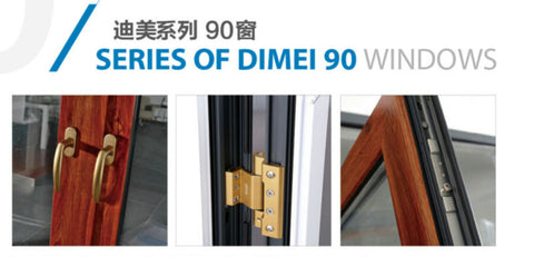 High quality wooden color German brand hardware Aluminum casement window & door double glazed on China WDMA