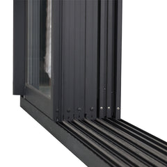 Interior sliding open style top mount black flat track kit 4 panel sliding door with anti-insect on China WDMA