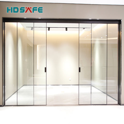 Latest design black frame soft closing synchronized glass sliding door on China WDMA