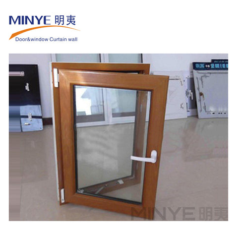 New design wood grain color UPVC casement window for home