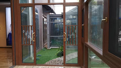 interior french door wooden grain glass sliding doors aluminium frame decorative balcony door on China WDMA