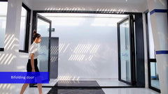 NFRC Canada standard commercial powder coating aluminum glass bi fold door with insert blinds and grids on China WDMA