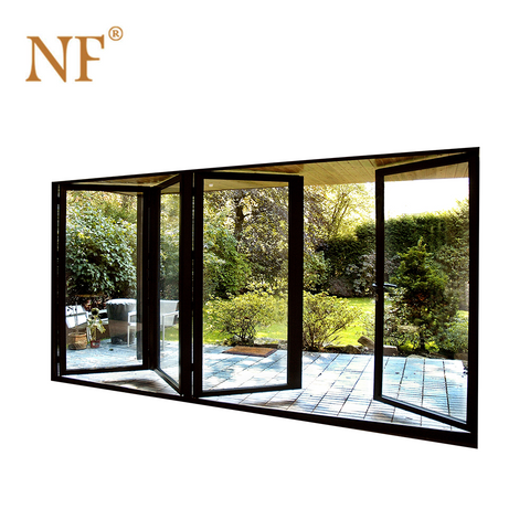 Patio garden exterior aluminum frame double glass bifold/bi-fold/bifolding doors on China WDMA