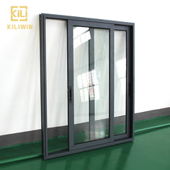 Philippines house cheap price double pane heat insulation reflect glass black aluminum sliding windows for sale on China WDMA