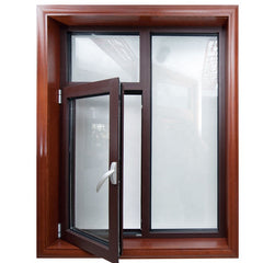 Popular designs aluminium frame glass windows with powder coating and wood grain on China WDMA