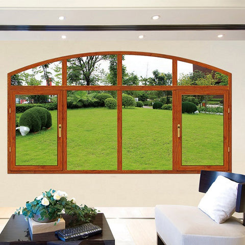 Popular designs aluminium frame glass windows with powder coating and wood grain on China WDMA