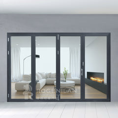 ROGENILAN 75# Accordion aluminum glass patio exterior 12 feet bifold doors / folding doors on China WDMA