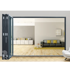 ROGENILAN 75# Accordion aluminum glass patio exterior 12 feet bifold doors / folding doors on China WDMA