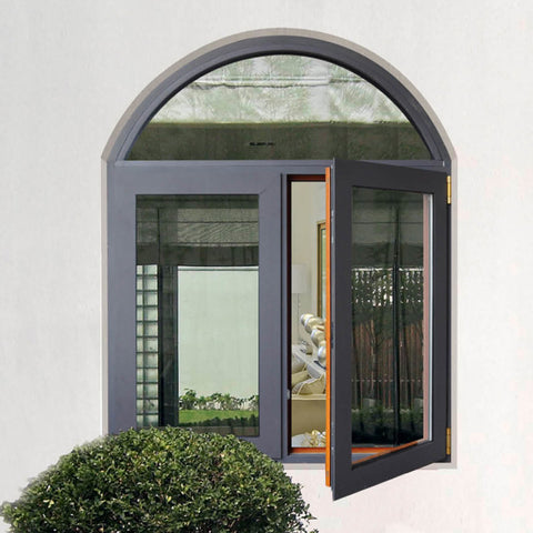 Security aluminum double panel swing glass corner window selling louvre window on China WDMA