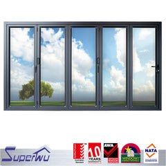 Single side door pull handle glass aluminium folding sliding patio door system on China WDMA