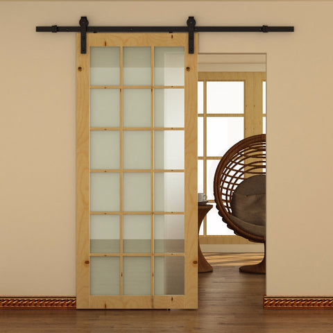 Sliding Wood patio sliding wood barn door with glass on China WDMA