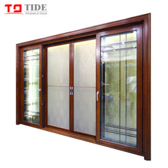 Sliding wood door aluminum wood sliding glass doors with glass internal blinds on China WDMA