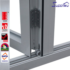 Soundproof thermal break wooden color Luxury Exterior Patio Lowes Glass Accordion Aluminium Bi-fold Doors on China WDMA